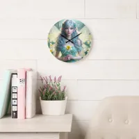 Beautiful March Fairy in Daffodils Large Clock