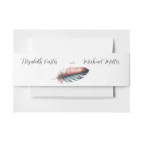 Whispers of Grace Feathered Elegance Minimalism Invitation Belly Band