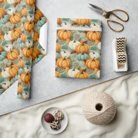 Field of Pumpkins Orange Sea Green ID1079 Wrapping Paper