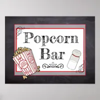 Popcorn Bar Wedding or Baby Shower Sign Poster