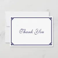 Dark Navy Blue Greek Key Border Thank You Card