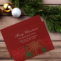 Colorful Snowflakes On Dark Red Merry Christmas Envelope