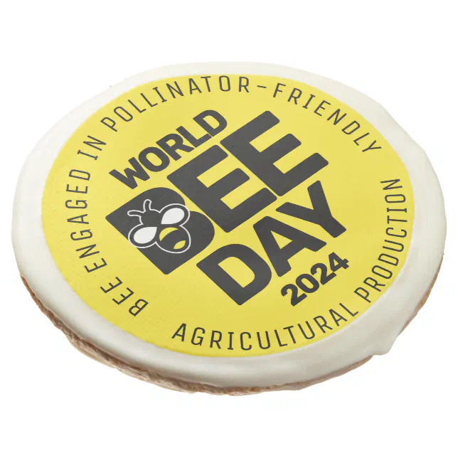 World Bee Day Yellow Black Pollinator Sugar Cookie