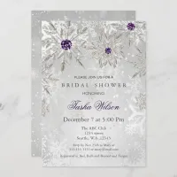 silver purple Winter Bridal Shower Invite