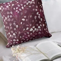 Watercolor Snowdrops Pattern Plum/Copper ID726 Throw Pillow