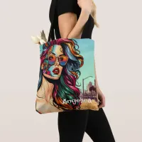 Fractured Art | Abstract Woman at Beach Tote Bag