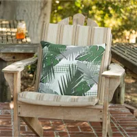 Abstract Coastal beach Tropical Leaf monstera Outdoor Pillow