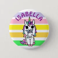 Personalized Pink, Purple, Rainbow Unicorn Button