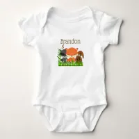 Personalized Baby One Piece Forest Animals Baby Bodysuit