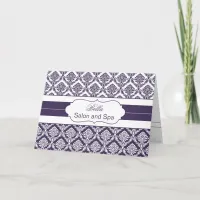 purple damask Business Thank You Cards