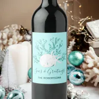 Coastal Seas & Greetings Christmas Beach  Wine Label