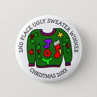 2ND Place Winner Ugly Sweater Contest Medal   Button