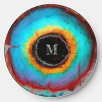 Ethereal Cosmic Eye Monogram Vibrant Abstract Art Wireless Charger