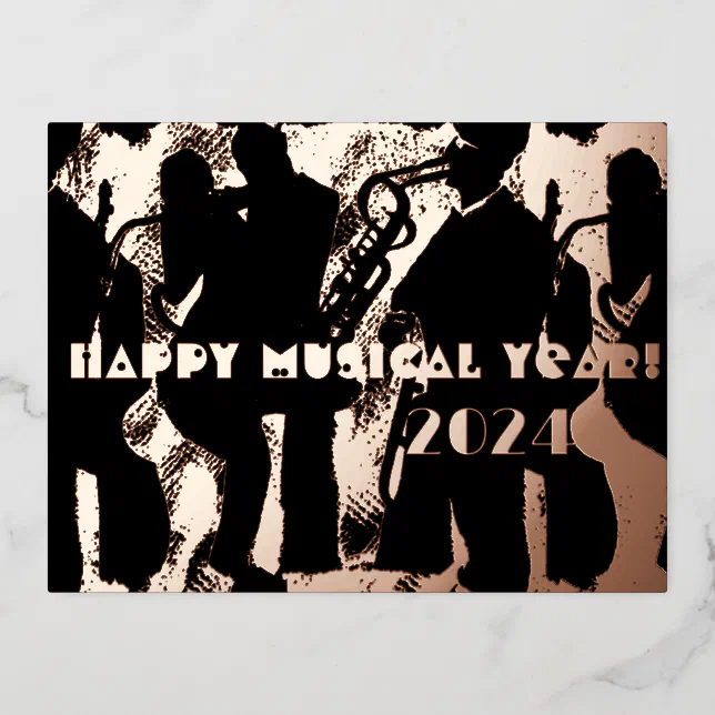 Happy Musical year 2024 Foil Holiday Postcard