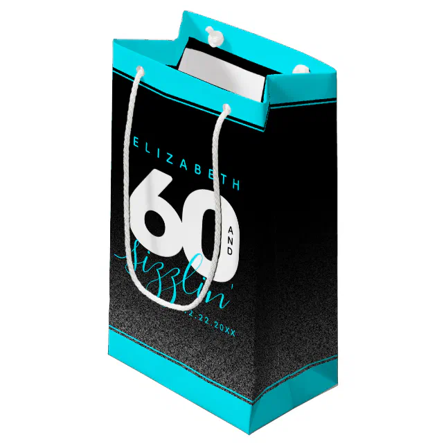 Modern Girly Ice Blue 60 and Sizzling Small Gift Bag