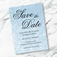 Light Blue Bokeh Glitter Save the Date Invitation