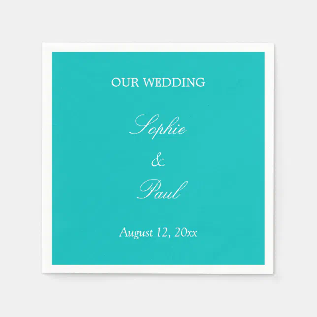 Vibrant Aqua Wedding Napkins