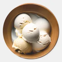 Bowl of Vanilla Ice Cream Food Classic Round Sticker