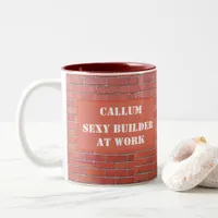 Construction Worker Bricklayer Builder Funny Two-Tone Coffee Mug