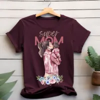 Super Mom Watercolor Design T-shirt