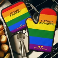 Strength in Diversity. LGBT Rainbow Flag Pride Day Oven Mitt & Pot Holder Set