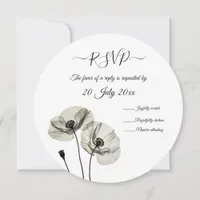 Simple Elegant Minimalism Black and White Poppies  Invitation