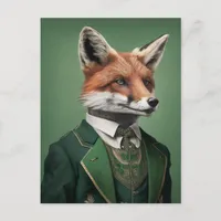 Red Fox in a Green St. Patrick's Day Suit Postcard