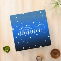 Cute Ombre Midnight Blue Starry Little Dreamer 3 Ring Binder