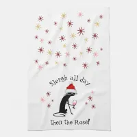 Sleigh All Day Then Rosé Funny Christmas Cat Kitchen Towel