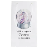 Watercolor Glitter Unicorn Winter Holiday Small Gift Bag