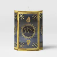 Dark Zodiac Alchemy: Aquarius Black & Gold Pillar Candle