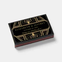 Black Gold Art Deco Great Gatsby Wedding Matchboxes