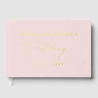 Elegant Modern Blush and Gold Wedding Foil Guest Book