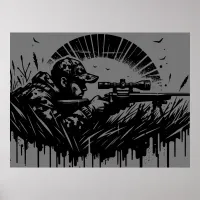 Rifle Hunting Fanatics Black & Gray | Poster