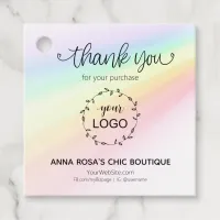 *~*  Branding Business Rainbow Hearts Thank You Favor Tags