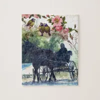 Amish Horse and Buggy Birdie Texture Jigsaw Puzzle