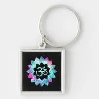 *~* OM AUM Symbol Lotus Watercolor  Mandala Keychain