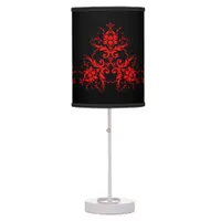 Romantic, Elegant Vintage Damask Red Goth Table Lamp