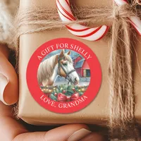 Horse at a Farm Christmas Personalized Gift Tag