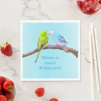 Cute budgie couple - personalizable napkins