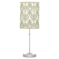 Green Damask Table Lamp