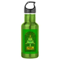 Celtic Christmas Tree - Green Stainless Steel Water Bottle