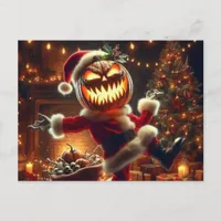 Spooky Jack-O-Lantern Santa Postcard