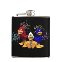 Cute 4th of July Red, White and Blue Ducks Hip Flask