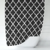 Black and White Moroccan Quatrefoil Shower Curtain