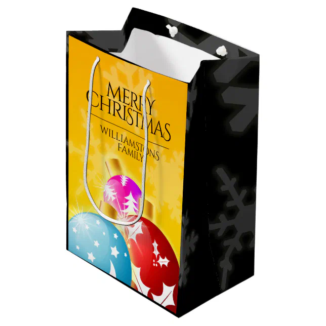 Merry Christmas with Festive Holiday Ornaments Medium Gift Bag