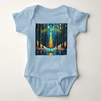 Iridescent Holiday Dream 🎄 Glowing Christmas Tree Baby Bodysuit