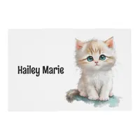 Watercolor Adorable Kitten with Blue Eyes  Placemat