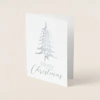 Silver Chinoiserie Pagoda Christmas Tree Foil  Foil Card