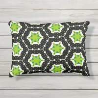 Black White & Lime Green Hexagon Geometric Pattern Outdoor Pillow